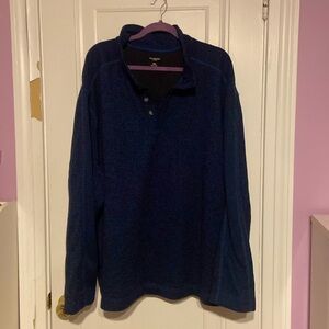 Heather blue quarter button sweater